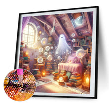 Load image into Gallery viewer, AB Diamond Painting - Full Round - Halloween attic ghost at sunset (40*40CM)