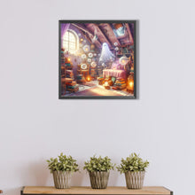 Load image into Gallery viewer, AB Diamond Painting - Full Round - Halloween attic ghost at sunset (40*40CM)