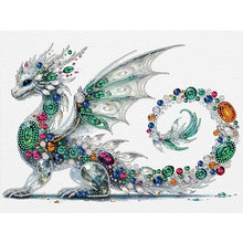 Load image into Gallery viewer, Diamond Painting - Partial Special Shaped - Silver dragon (30*40CM)
