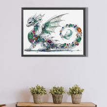 Load image into Gallery viewer, Diamond Painting - Partial Special Shaped - Silver dragon (30*40CM)