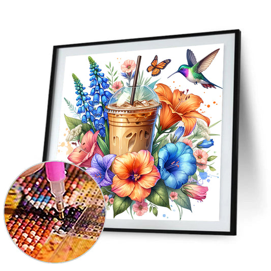 Diamond Painting - Full Round - Coffee and Flowers and Birds (40*40CM)