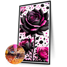 Load image into Gallery viewer, Diamond Painting - Full Round - Black and pink roses (40*70CM)