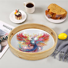 Load image into Gallery viewer, Wooden Simulation Pattern Diamond Food Dinner Plate with Handle for Coffee Table