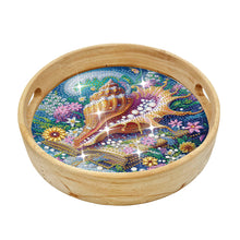 Load image into Gallery viewer, Wooden Simulation Pattern Diamond Food Dinner Plate with Handle for Coffee Table