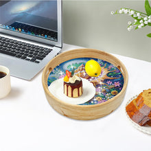 Load image into Gallery viewer, Wooden Simulation Pattern Diamond Food Dinner Plate with Handle for Coffee Table