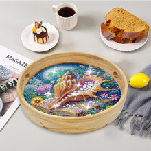 Load image into Gallery viewer, Wooden Simulation Pattern Diamond Food Dinner Plate with Handle for Coffee Table