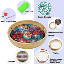 Load image into Gallery viewer, Wooden Simulation Pattern Diamond Food Dinner Plate with Handle for Coffee Table