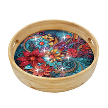 Load image into Gallery viewer, Wooden Simulation Pattern Diamond Food Dinner Plate with Handle for Coffee Table