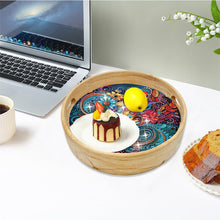 Load image into Gallery viewer, Wooden Simulation Pattern Diamond Food Dinner Plate with Handle for Coffee Table