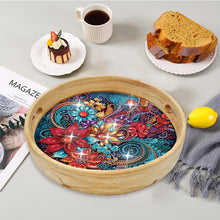 Load image into Gallery viewer, Wooden Simulation Pattern Diamond Food Dinner Plate with Handle for Coffee Table