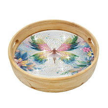 Load image into Gallery viewer, Wooden Simulation Pattern Diamond Food Dinner Plate with Handle for Coffee Table