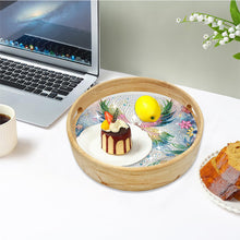 Load image into Gallery viewer, Wooden Simulation Pattern Diamond Food Dinner Plate with Handle for Coffee Table