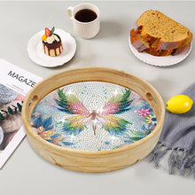 Load image into Gallery viewer, Wooden Simulation Pattern Diamond Food Dinner Plate with Handle for Coffee Table