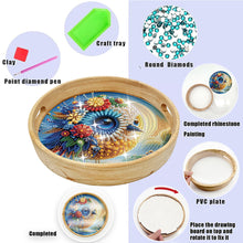 Load image into Gallery viewer, Wooden Simulation Pattern Diamond Food Dinner Plate with Handle for Coffee Table