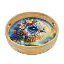 Load image into Gallery viewer, Wooden Simulation Pattern Diamond Food Dinner Plate with Handle for Coffee Table