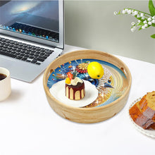 Load image into Gallery viewer, Wooden Simulation Pattern Diamond Food Dinner Plate with Handle for Coffee Table