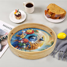 Load image into Gallery viewer, Wooden Simulation Pattern Diamond Food Dinner Plate with Handle for Coffee Table