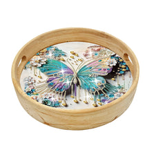 Load image into Gallery viewer, Wooden Simulation Pattern Diamond Food Dinner Plate with Handle for Coffee Table