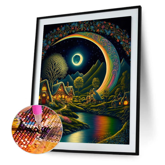 Diamond Painting - Full Round - Dreamlike moonlit night scenery (40*50CM)