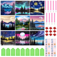 Load image into Gallery viewer, 9pcs Round Diamond Painting Set - Beautiful scenery