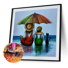 Load image into Gallery viewer, Diamond Painting - Full Round - Back view of parents and children at the beach (30*30CM)
