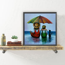 Load image into Gallery viewer, Diamond Painting - Full Round - Back view of parents and children at the beach (30*30CM)