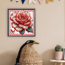 Load image into Gallery viewer, Diamond Painting - Partial Special Shaped - Red flower out of the frame (30*30CM)
