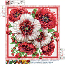 Load image into Gallery viewer, Diamond Painting - Partial Special Shaped - Red flower out of the frame (30*30CM)