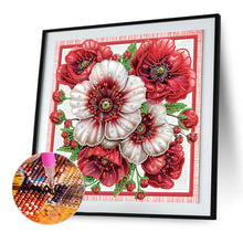 Load image into Gallery viewer, Diamond Painting - Partial Special Shaped - Red flower out of the frame (30*30CM)