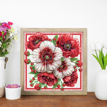 Load image into Gallery viewer, Diamond Painting - Partial Special Shaped - Red flower out of the frame (30*30CM)