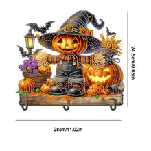 Load image into Gallery viewer, Wooden Special Shape Scarecrow Pumpkin 3 Hooks Diamond Painting Hook Rail