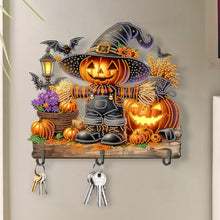 Load image into Gallery viewer, Wooden Special Shape Scarecrow Pumpkin 3 Hooks Diamond Painting Hook Rail