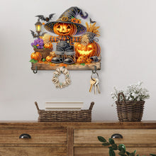 Load image into Gallery viewer, Wooden Special Shape Scarecrow Pumpkin 3 Hooks Diamond Painting Hook Rail