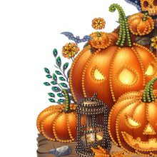 Load image into Gallery viewer, Wooden Special Shape Pumpkins And Lantern 3 Hooks Diamond Painting Hook Rail