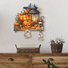Load image into Gallery viewer, Wooden Special Shape Pumpkins And Lantern 3 Hooks Diamond Painting Hook Rail