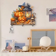 Load image into Gallery viewer, Wooden Special Shape Pumpkins And Lantern 3 Hooks Diamond Painting Hook Rail
