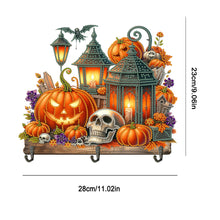 Load image into Gallery viewer, Wooden Special Shape Pumpkins And Lantern 3 Hooks Diamond Painting Hook Rail