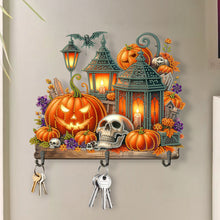 Load image into Gallery viewer, Wooden Special Shape Pumpkins And Lantern 3 Hooks Diamond Painting Hook Rail