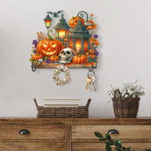 Load image into Gallery viewer, Wooden Special Shape Pumpkins And Lantern 3 Hooks Diamond Painting Hook Rail
