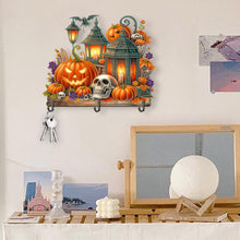 Load image into Gallery viewer, Wooden Special Shape Pumpkins And Lantern 3 Hooks Diamond Painting Hook Rail