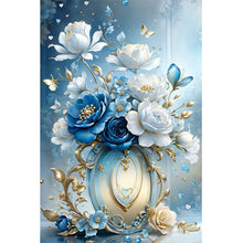 Load image into Gallery viewer, Diamond Painting - Full Round - Blue and white flowers (40*60CM)