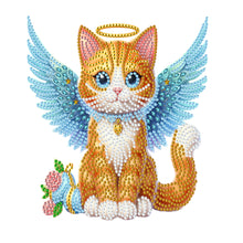 Load image into Gallery viewer, Acrylic Special Shaped Angel Orange Cat Desktop Shake Head Diamond Art Kit Decor