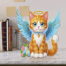 Load image into Gallery viewer, Acrylic Special Shaped Angel Orange Cat Desktop Shake Head Diamond Art Kit Decor