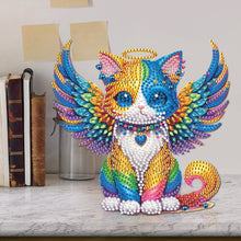 Load image into Gallery viewer, Acrylic Special Shaped Angel Wings Cat Desktop Shake Head Diamond Art Kit Decor