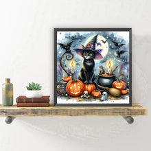Load image into Gallery viewer, Diamond Painting - Full Round - Halloween cat and pumpkin (30*30CM)