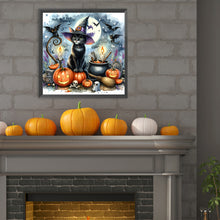 Load image into Gallery viewer, Diamond Painting - Full Round - Halloween cat and pumpkin (30*30CM)