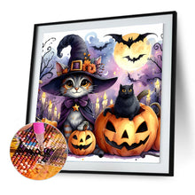 Load image into Gallery viewer, Diamond Painting - Full Round - Halloween cat and pumpkin (30*30CM)