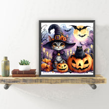 Load image into Gallery viewer, Diamond Painting - Full Round - Halloween cat and pumpkin (30*30CM)