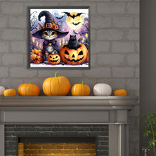 Load image into Gallery viewer, Diamond Painting - Full Round - Halloween cat and pumpkin (30*30CM)