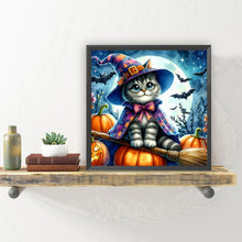 Load image into Gallery viewer, Diamond Painting - Full Round - Halloween cat and pumpkin (30*30CM)
